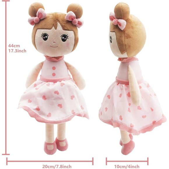 🆕 Baby Girl Pink Stuffed Super Soft Plush Cotton Filler Damp Cloth Toy Gifts - Picture 3 of 8